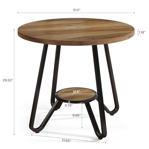 Tribesigns 31.5" Round Wooden Conference Table, Small Meeting Table for 4 People, Compact Office Table for Small Spaces, 31.5" W x 31.5" D x 29.5" H Tribesigns