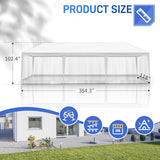 Outvita Outdoor Party Tent with Screen, 10x30ft Canopy Shelter with Netting Side Walls and 2pcs Doors for Event Yard Patio BBQ Picnic Parties White Outvita