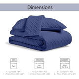 FLYMME King Size Quilt Set - Soft Navy Blue Quilts Lightweight Microfiber Bedspread - Classic Basket Weave Pattern Bedspreads Coverlet 3 Pieces for All-Season (1 Quilt, 2 Pillow Shams) FLYMME