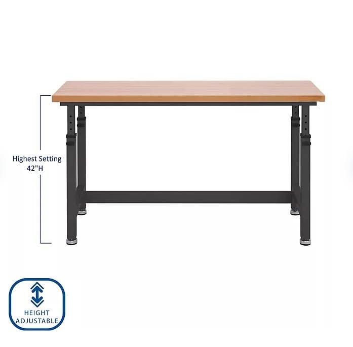 Ultra Heavy Duty Adjustable Workbench Table with Solid Wood Top, 1000-2000 lbs Capacity, (Graphite, 60" W x 24" D x 28.5"-42" H) Generic