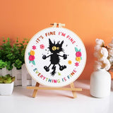 Louise Maelys Cute Cat Embroidery Kits for Beginners,Adults Starter Cross Stitch Kit with Funny Animal Pattern,DIY Needlepoint Everything is Fine