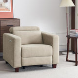 MCombo Zero Wall Recliner Chair, Wall Hugger Power Recliner Chair with Adjustable Headrest, High Wood Leg, USB & Type C Dual Charge Ports, for Living Room, Small Spaces, HL128 (Textile, Beige)