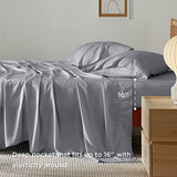 Bedsure Queen Sheet Set, Rayon Derived from Bamboo, Cooling Sheets, Deep Pocket Up to 16", PureWoven, Breathable & Soft, Hotel Luxury Silky Bedding for Hot Sleepers, Silver Grey Bedsure