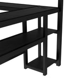 Harper & Bright Designs Metal Bunk Bed with Desk and Shelves, Full Over Twin Bunk Bed Frame with LED and USB, Multiple Placement (Full/Twin, Black) Harper & Bright Designs