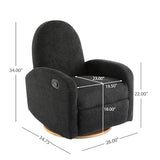 Christopher Knight Home Sidney Fabric Upholstered 360° Swivel Chair, Boucle Push-Back Recliner, Solid Wood Glider Recliner with Rotation, Living Room Lounge Sofa, Adjustable Comfy Reading Chair,Black Christopher Knight Home