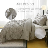 Setguopal Satin Comforter Set King Size, 3-Piece Light Grey Pinch Pleat Bedding Sets, Comforter, Pillowcases, Offering Exceptionally Soft and Smooth Comfort for All Season Use Setguopal