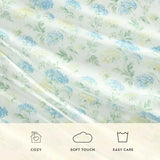 Laura Ashley - Full Size Sheet Set, Crisp & Cool Printed Satin Bedding with a Light and Breathable Feel, 4 Piece Bed Sheets with Deep Pocket Fitted Sheet & Matching Pillowcases (Edwina Blue) Laura Ashley