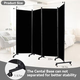 Room Divider (4 Panel) Wall Divider for Room Separation, 88 inch Wide Portable Privacy Screens W/Wheels, Metal Frame Freestanding Room Separators 5.6FT Room Partitions and Dividers YASRKML