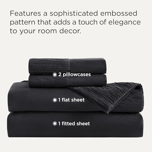 Bedsure King Size Sheets Set - 4 Pieces Soft King Sheets - Breathable & Cooling - Hotel Luxury - Easy Care Polyester Microfiber Bedding for Women, Men, Black Bedsure