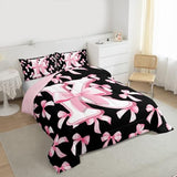 Feelyou Kids Girls Cute Pink Bow Comforter Set Twin Size Initial Letter K Bedding Set Coquette Bow Knot Duvet Quilt Bedroom Monogrammed Decor Personalized Teen Girl Women Gifts Ultra Soft Breathable Feelyou