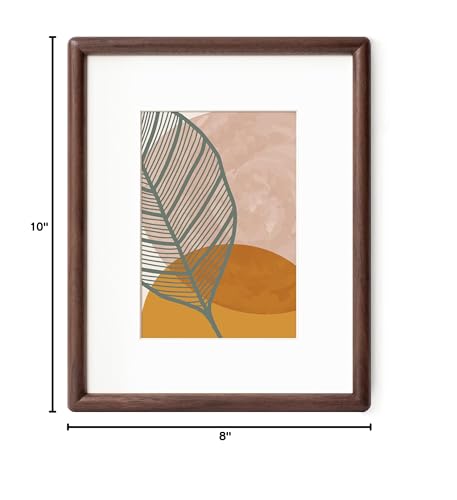 Axeman 8 x 10 Picture Frame - Solid Walnut Frame 8x10 Matted to 5x7 - Rounded Corner Walnut Photo Frame 8 by 10 with Tempered Glass - Natural Wood Picture Frame with Removable Ivory Mat - Walnut Axeman