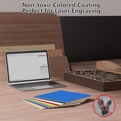 Creatorally 8 Pack Pre-Painted Colored Plywood Sheets,Basswood for Laser Cutting,12x12x1/8 Inch (3mm),Ideal for DIY Crafts, Engraving, Ornaments, Models Making (8 Colors Mixed) Creatorally