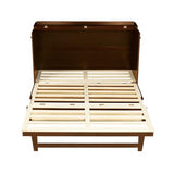 KALALLA Retro Rattan Queen Size Murphy Bed Cabinet with Storage Drawers, Hidden Foldable Platform Bed, Space Saving for Small Room, Kids Adults Guest, Walnut KALALLA
