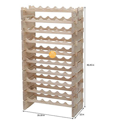 fdjamy Wine Rack Solid Wood Stackable Storage Wooden Wine Rack Wine Cabinet (60 Bottles, Natural Color) - WoodArtSupply