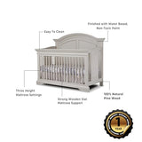 Sorelle Furniture High Arch Portofino Crib, Classic 4-in-1 Convertible Crib, Crib Made of Wood, Wooden Baby Bed, Toddler Bed, Child’s Daybed and Full-Size Bed, Nursery Furniture-Brushed Ivory Sorelle