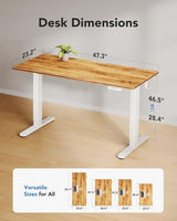 HUANUO Electric Standing Desk, Whole Piece Desktop, Adjustable Height Computer Desk, 4 Height Memory Settings, Sit Stand Up Desk for Home Office, 48" x 24", Light Vintage HUANUO