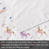 MUSOLEI Unicorn Fitted Sheet Set Full Girls Rainbow Star Sheet Pink Flower Bedding Set 1 Deep Pocket Fitted Sheet with 2 Pillowcases Multi-Colour Girls Kids Teenagers Gift Queen MUSOLEI