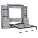 Merax Full Size Murphy Bed with Storage Shelves and Drawers, Full Size Murphy Bed Cabinet, Wood Wall Hidden Beds for Teens or Adults, No Box Spring Needed, Gray Merax