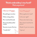 Clever Poppy Bee Happy Beginner Embroidery Kit – Easy Embroidery Kit for Beginners with Hoop, Thread & Patterns – Hand Embroidery Kit for Adults and Teens – Complete Embroidery Starter Kit