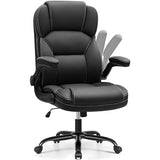 PU Leather Executive Office Chair, Ergonomic High-Back Computer & Gaming Chair with Adjustable Height, Rolling Swivel & Flip-Up Armrests, Comfy Padded Seat for Home Office-Black FelixKing