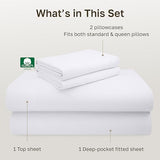 California Design Den Full Size Bed Sheets Set - Luxury 600 Thread Count 100% Cotton Sateen, Deep Pockets with All Around Elastic for a Snug Fit, Durable Bedding Set - White California Design Den