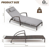 GAOMON Outdoor Lounge Chairs Set of 2, PE Rattan Wicker Chaise Lounge with Cushions and Wheels, Adjustable 5-Position, Patio Lounge Chairs for Outside Poolside Beach, Backyard Relaxation