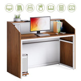 LITTLE TREE 47-Inch Reception Desk with Counter, Oak Front Desk Reception Room Table, Retail Counter for Checkout, Modern Welcome Desk for Lobby, Office, Beauty Salon