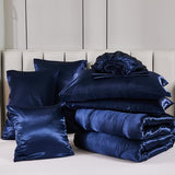 Bedding_Dreamer Silk Like Blue Comforter Set with Sheet Sets Queen 8 Pieces Satin Bedding Silky Bed-in-a-Bag Luxury Hotel Silky with 1 Cushion Cover Bedding_Dreamer