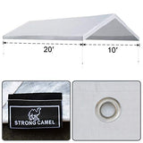 Strong Camel 10'x20' Carport Replacement Canopy Cover for Tent Top Garage Shelter Cover with Ball Bungees (Only Cover, Frame is not Included) Strong Camel