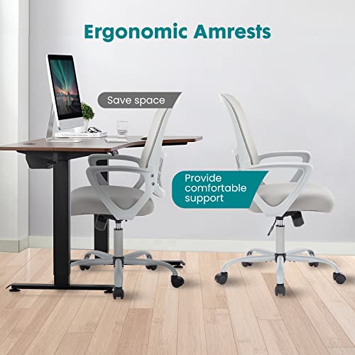 Office Chair, Mid Back Computer Ergonomic Mesh Desk with Larger Seat, Executive Height Adjustable Swivel Task with Lumbar Support and Armrests for Women Adults SMUGDESK