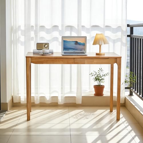 VIZBMYR Widen Solid Wood Desk with Drawers,47"X24" Wood Writing Desk for Small Space,Student Computer PC Desks,Home Desks for Work,Gaming Study Desk for Bedroom Escritorios Desk Table (Natural, 47") VIZBMYR