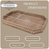 Hrastany Wood Rustic Serving Tray with Beads, Farmhouse Brown Decorative Tray for Table Centerpiece, Christmas Wedding Halloween Home Decor Hrastany