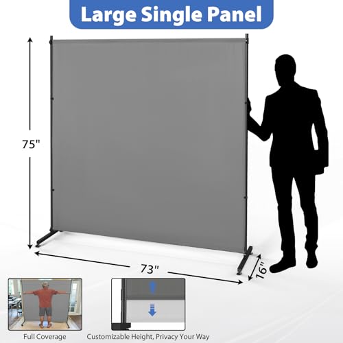 Room Divider, 73x75inch Large Privacy Screen with Adjustable Feet,Portable Single Panel Partition Wall for Room Separation,Room Separator with Thickened Fabric for Indoor Office,Bedroom,Outdoor Patio XGMDD