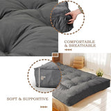 DHMAKER 8-inch Futon Mattress Queen Size, Thick Futon Sofa Couch Bed Foldable Floor Sleeping Pad for Adults, Portable Floor Bed Mattress, Velvet Tatami Mat (Frame Not Included), Deep Grey, 60"x80" DHMAKER