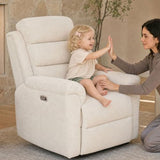 FLEXISPOT Souffle-Pro Swivel Rocker Recliner Chair with Nightlight, Power Nursery Glider Recliner with Massage & Heat, Adjustable Headrest, Oeko-TEX Fabric, Ideal for Nursery & Home Relaxation, Cream