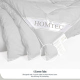 HOMTEC Queen Size Duvet Insert - All Season 100% Cotton Comforter - Quilted Fluffy Down Alternative Duvet Insert - Light Gray - Soft Breathable & Lightweight with 4 Corner Tabs HOMTEC