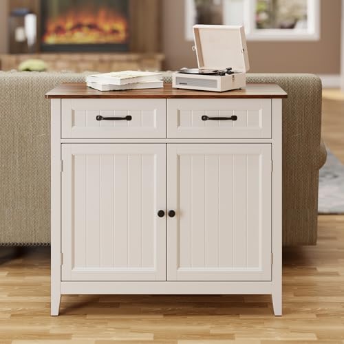 Bealife 32" Buffet Cabinet, Kitchen Island with Storage, Coffee Bar Cabinet with 2 Drawers and Adjustable Shelf, Kitchen Storage Cabinet for Dining Room, Living Room, Entryway (Retro) Bealife