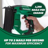 Metabo HPT 18V MultiVolt™ Cordless Brad Nailer Kit, 18 Gauge, 5/8" up to 2" Brad Nails, Includes (1) 18V 2.0Ah Lithium Ion Battery w/Fuel Gauge, Charger, Bag, Lifetime Power Tool Warranty, NT1850DFT Metabo HPT