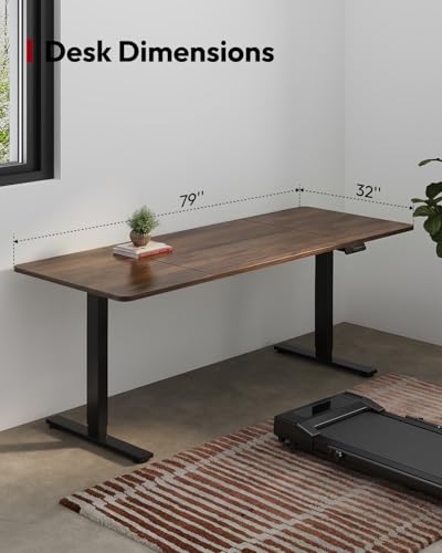 SANODESK Dual Motor Electric Standing Desk 79 x 32 Inches, Height Adjustable Sit Stand Desk with Large Splice Board for Home Office, Computer Workstation, Study & Gaming, Black Frame/Black Walnut Top SANODESK