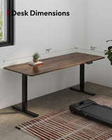 SANODESK Dual Motor Electric Standing Desk 79 x 32 Inches, Height Adjustable Sit Stand Desk with Large Splice Board for Home Office, Computer Workstation, Study & Gaming, Black Frame/Black Walnut Top SANODESK