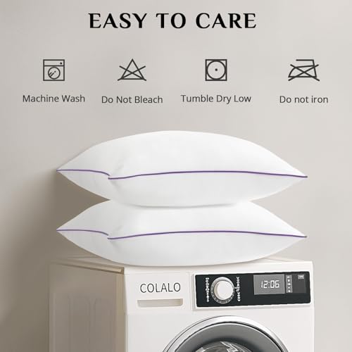 JOLLYVOGUE Pillows Queen Size Set of 1, Washable Supportive Single Bed Pillow with Super Soft Down Alternative Fill, Luxury Fluffy Hotel Quality for Side, Back, and Stomach Sleepers JOLLYVOGUE