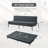 MWrouqfur Convertible Folding Futon Sofa Bed,Modern Fabric Sleeper Bed Couches with 3 Reclining Angles,68" Split Back Recliner Loveseat for Small Living Room Apartment Dorms (Grey, 70") MWrouqfur