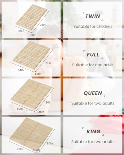 Meulbaty Bed Plate, Guest Tatami Bed Frame,Japanese Tatami Mat, Foldable Wood Slatted Floor Bed Frame for Futon Mattress, Breathable Moisture-Proof Floor Sleep Bedding (Queen) Meulbaty