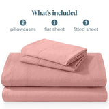 Bare Home Full Sheet Set - Luxury 1800 Ultra-Soft Stonewashed Microfiber - Double Brushed - Deep Pockets - Easy Fit - Breathable Bedding - Sheet Sets & Pillowcases (Full, Stonewashed Dusty Rose) Bare Home