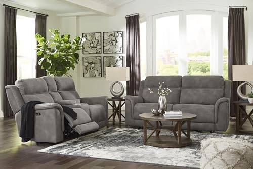 Signature Design by Ashley Next-Gen DuraPella Faux Leather Zero Wall Power Reclining Sofa with USB, Slate Gray Signature Design by Ashley