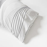 SUSYBAO Aesthetic Striped Duvet Cover King 100% Cotton 3 Pcs Set 1 Abstract Black Stripe Duvet Cover with Zipper Ties 2 Pillowcases Minimalist White Pinstripe Bedding Set Soft Comfy SUSYBAO