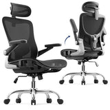 marrap Ergonomic Office Chair, Mesh Seat Cushion with 3D Armrests and 3D Headrest, Adjustable Lumbar Support with 90-120° Rocking Function, SGS Class 4 Gas Clylinder, Black marrap