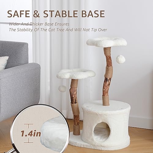 NATURAL EXPRESSIONS Modern Cat Tree and Tower for Indoor, Luxury Solid Wood Cat Condo for Large Cats, Flower Cat Tree with Scratching Post, Cat NATURAL EXPRESSIONS