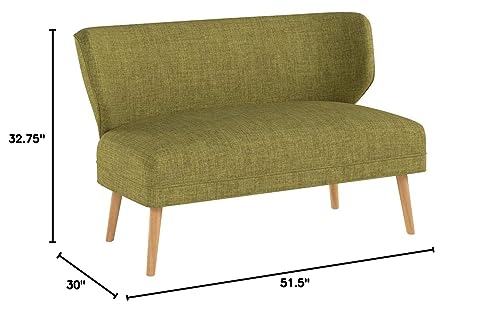 Christopher Knight Home GDFStudio Dumont Mid-Century Modern Fabric Settee, Green and Natural GDFStudio
