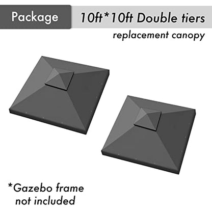 Gazebo Canopy Replacement Outdoor Canopy Shelter Top Double Tiered Canopy Cover, 10x10 FT (Grey)